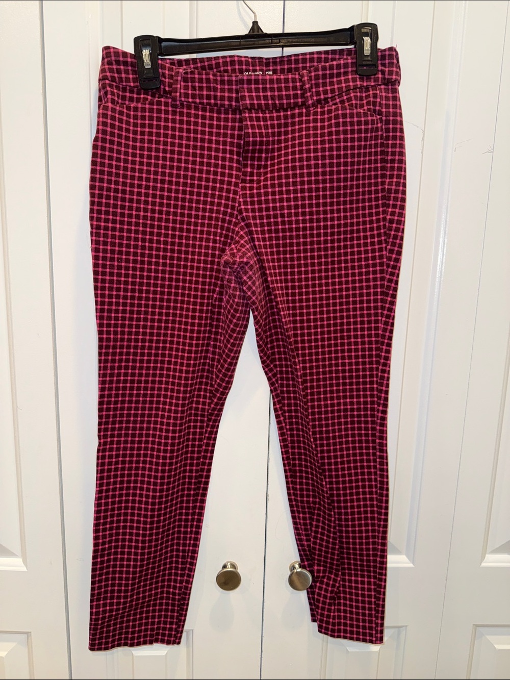 Old Navy Burgundy Red Check Slim Chinos